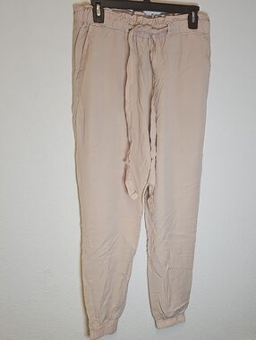 NWT Streetwear Society Light Beige Drawstring Joggers Size Large